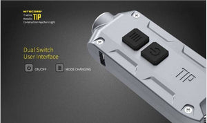 NITECORE TIP 360 LUMEN USB RECHARGEABLE LED KEY CHAIN FLASHLIGHT - GREY