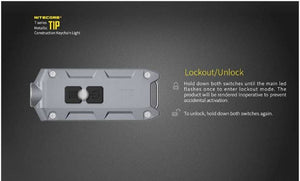 NITECORE TIP 360 LUMEN USB RECHARGEABLE LED KEY CHAIN FLASHLIGHT - GREY