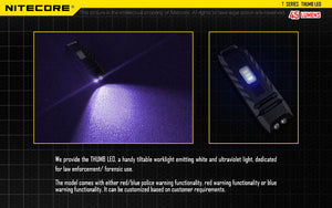 NITECORE Thumb UV Rechargeable Keychain LED Flashlight, Black, 45 Max Lumens - THUMB-UV