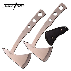 Throwing Axe Set with a Stainless Steel Satin Finish By Perfect Point, 2 PCS Set