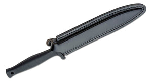 Schrade SCHF44LS Tactical Boot Knife 7.62" Black Double Edge Combo Blade, Black Thermoplastic Elastomer Handles, Leather Sheath