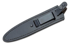 Schrade SCHF44LS Tactical Boot Knife 7.62" Black Double Edge Combo Blade, Black Thermoplastic Elastomer Handles, Leather Sheath