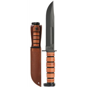 KA-BAR 1317 Dog's Head Utility Knife 7" 1095 Cro-Van Blade, Leather Handle, Dog's Head Logo Leather Sheath