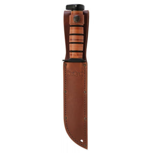 KA-BAR 1317 Dog's Head Utility Knife 7" 1095 Cro-Van Blade, Leather Handle, Dog's Head Logo Leather Sheath