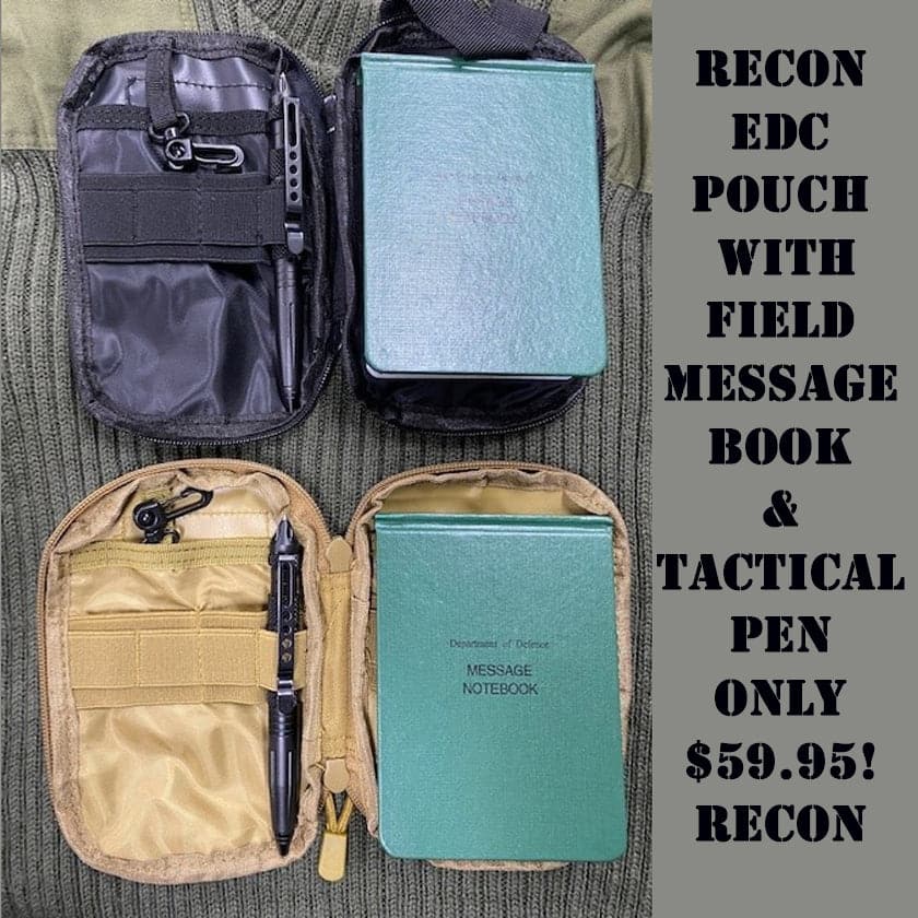 RECON EDC MOLLE Pouch with field message Book & Tactical Pen combo $59.95