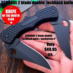 Black Handle Schrade SCH005DLB 7.4in Stainless Steel Double Lock-back Folding Knife with 2.3in Clip Point Blade and Aluminum Handle