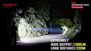 POWERTAC M6 1300 LUMEN USB RECHARGEABLE LED FLASHLIGHT WITH MAGNETIC BASE