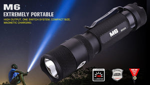 POWERTAC M6 1300 LUMEN USB RECHARGEABLE LED FLASHLIGHT WITH MAGNETIC BASE