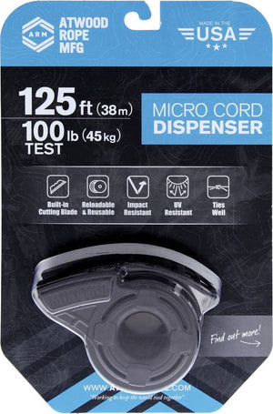 Hoochie Cord  Mini TRD Tactical Micro Cord Dispenser with 38m Micro Cord, Black