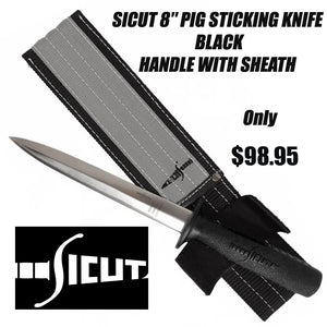 Kit Bag SICUT 8″ PIG STICKING KNIFE  BLACK  HANDLE WITH SHEATH