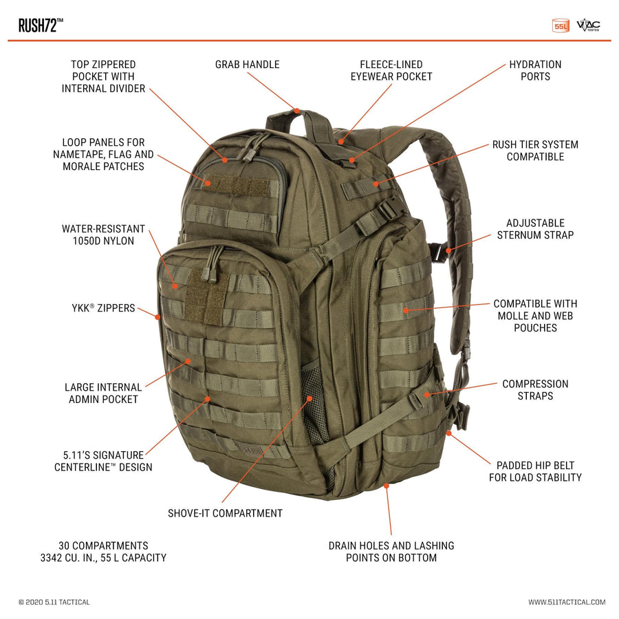 5.11 RUSH72 Backpack, 5.11 RUSH72 Backpack