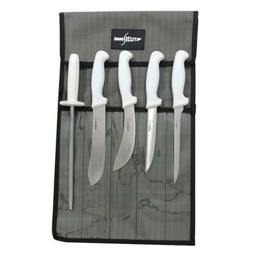 kit bag SICUT 6 Piece All Purpose Knife Package – Black Handle- Fishing, Hunting, Butchering,out door BBQ