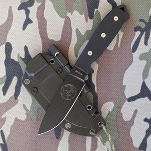 Fixed Blade Survival Knife, Micrata Handle & orange G10 Inlays + Sheath -Kit Bag Perth
